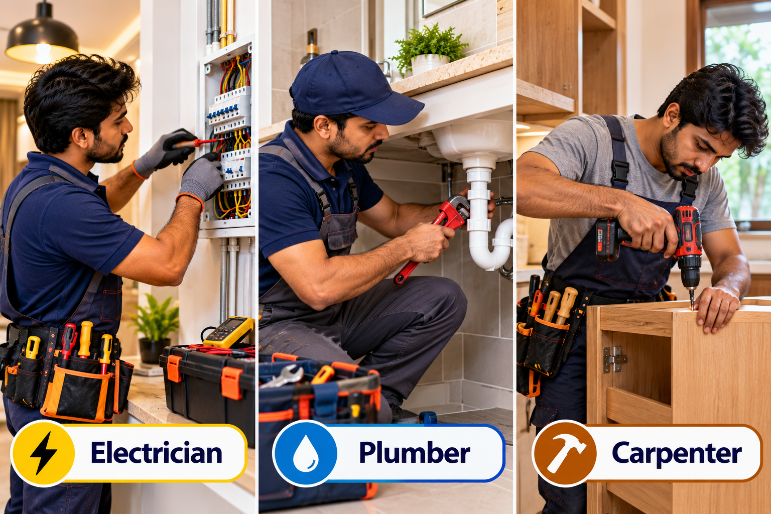 Electrician, Plumber & Carpenter