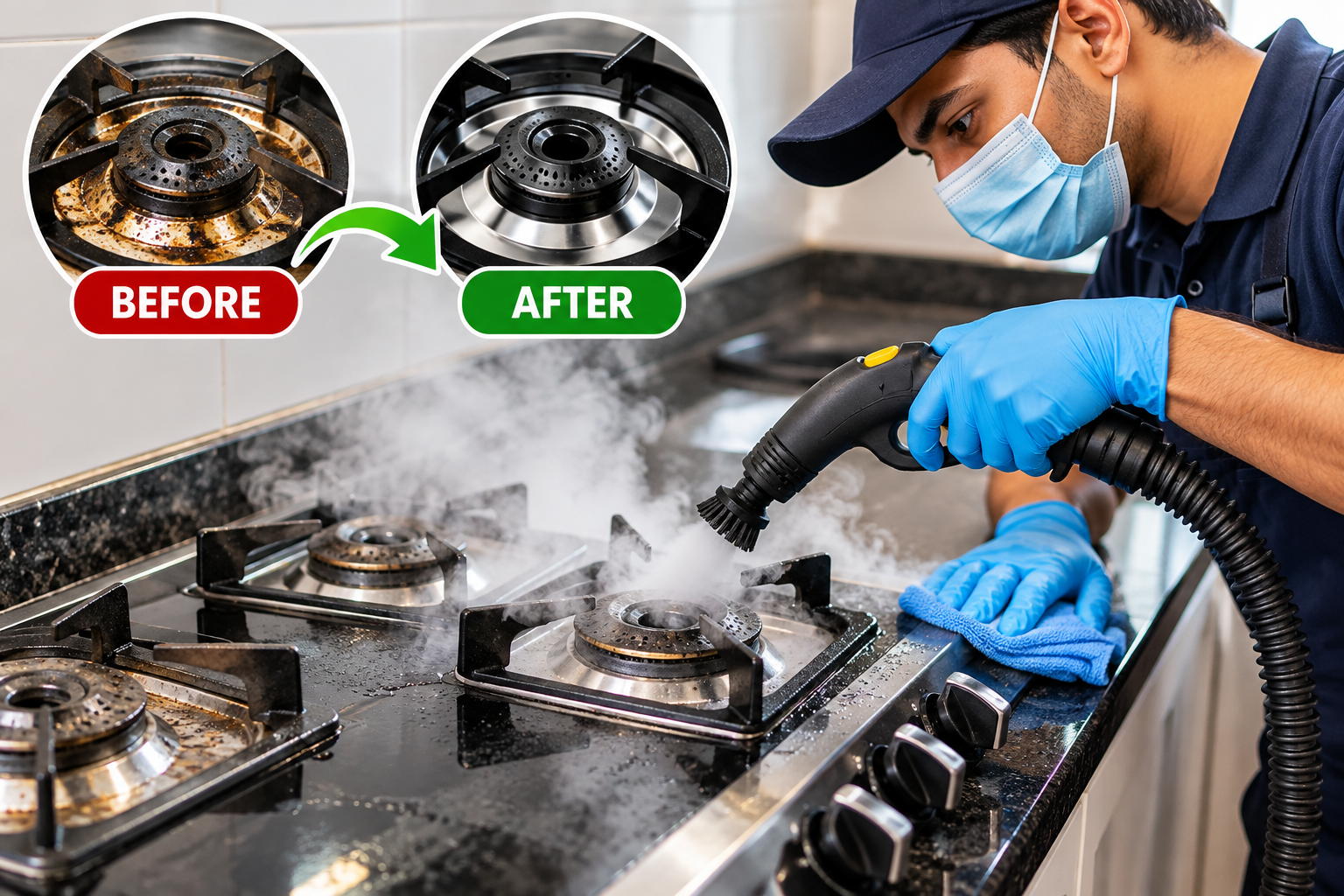 Gas stove steam service