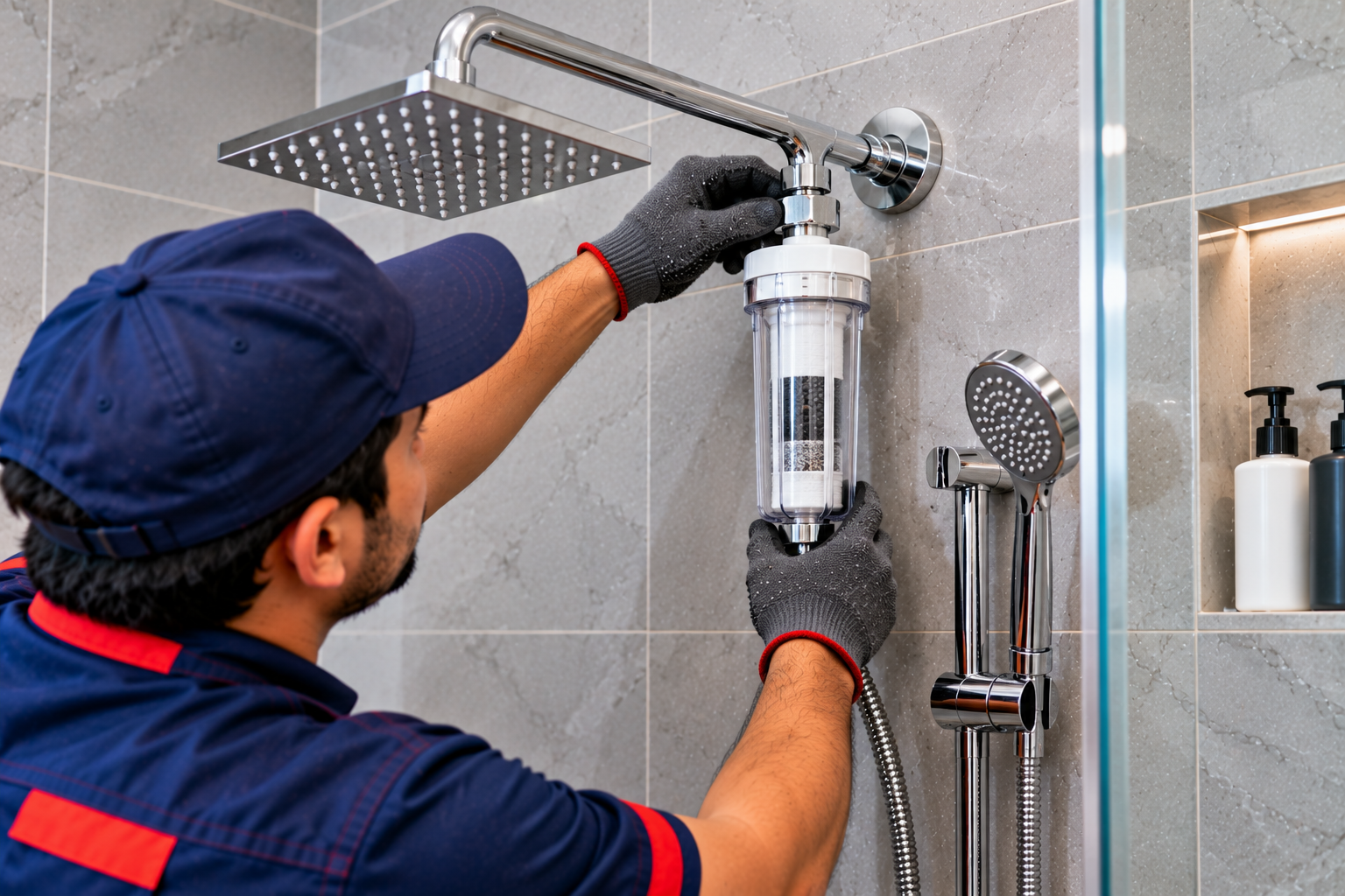 Shower filter installation