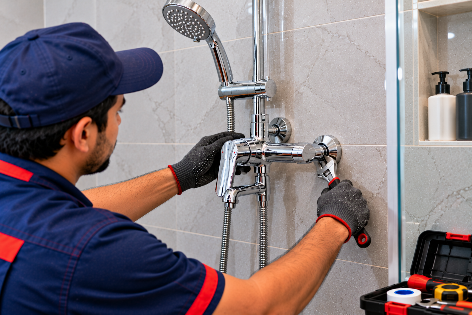 Shower mixer tap installation