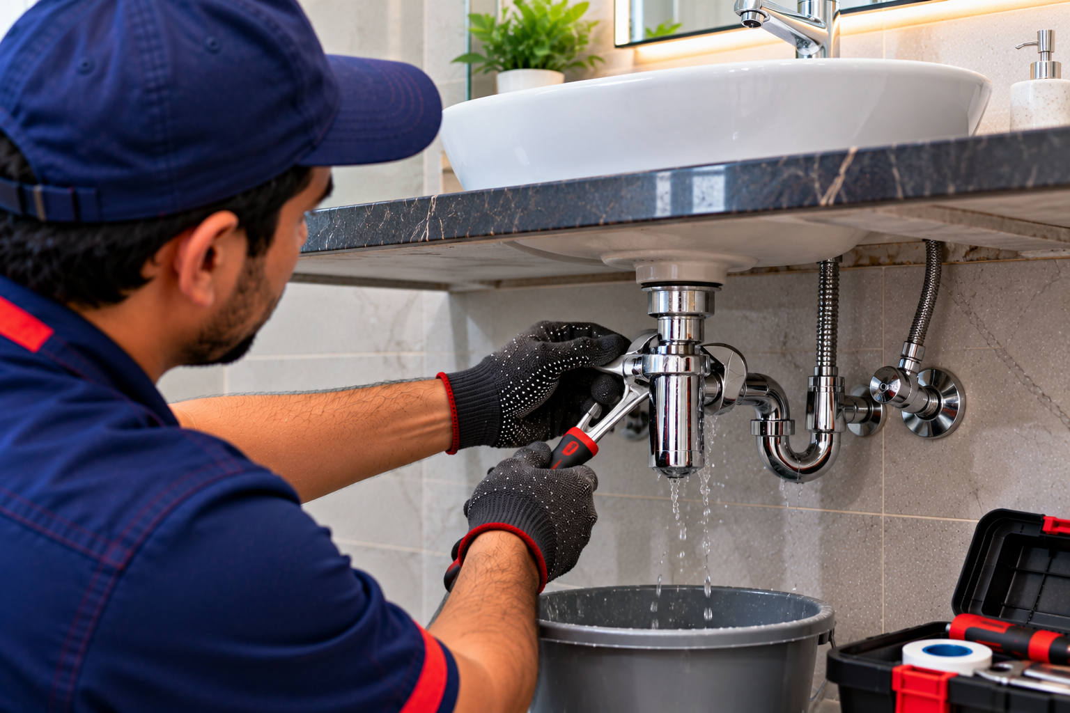 Wash basin leakage repair