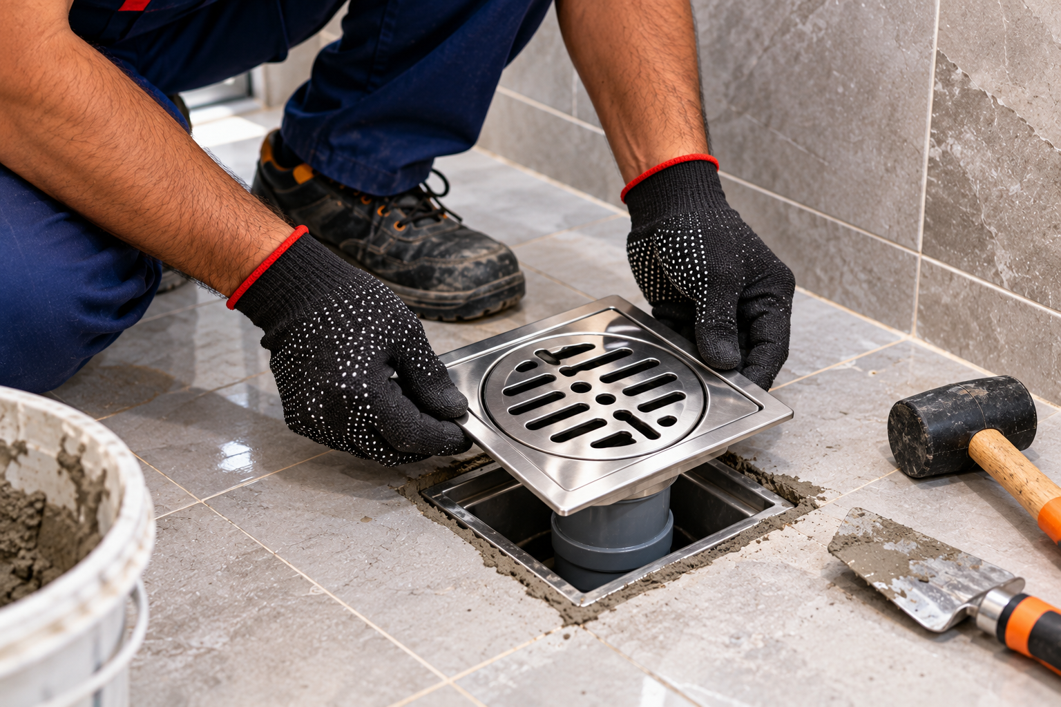 Drain cover installation And Drain blockage removal