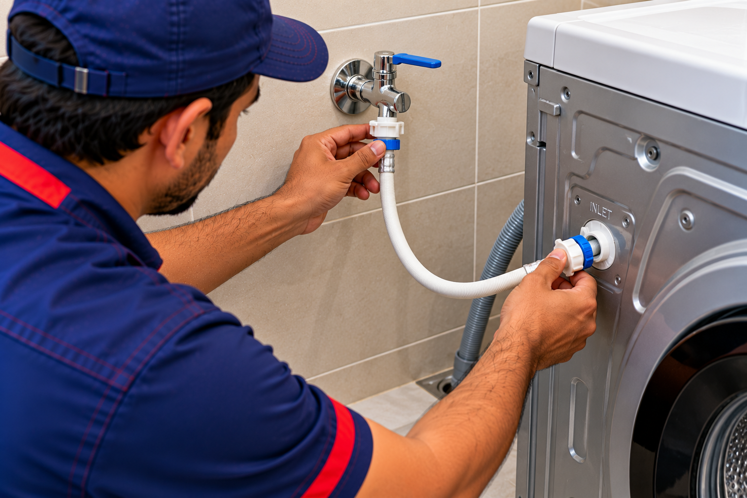 Washing machine inlet installation