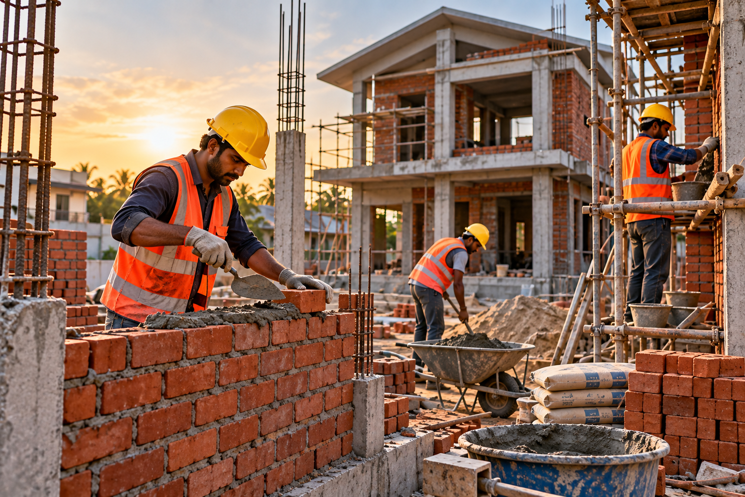 Mason, house construction