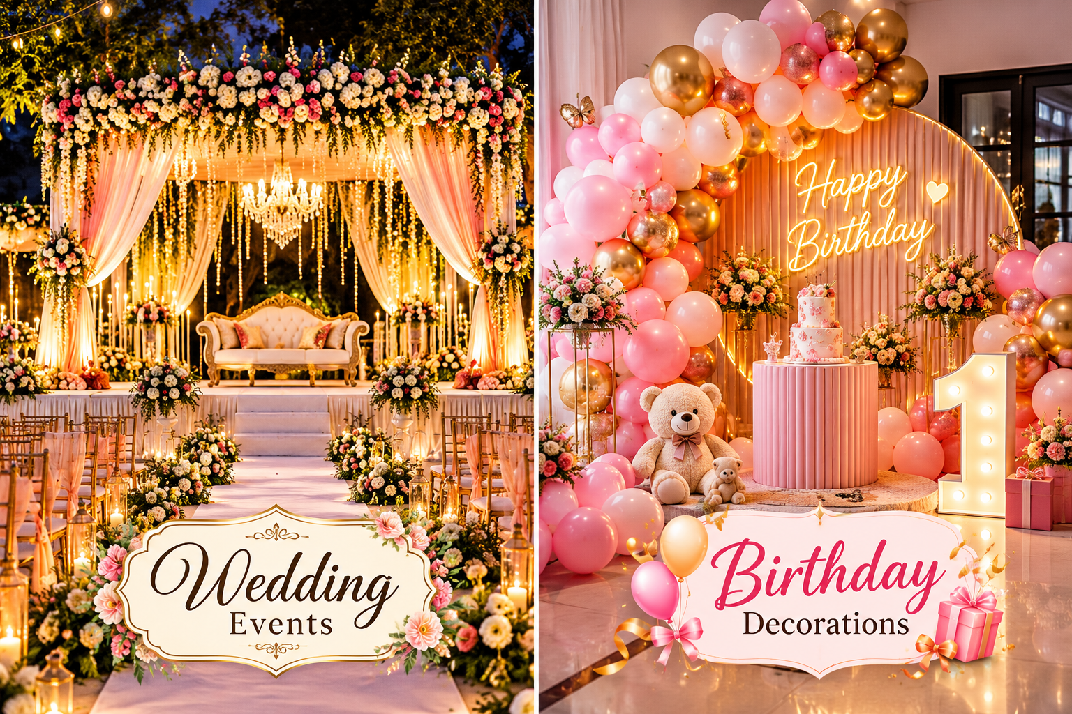 Wedding events, birthday decorations